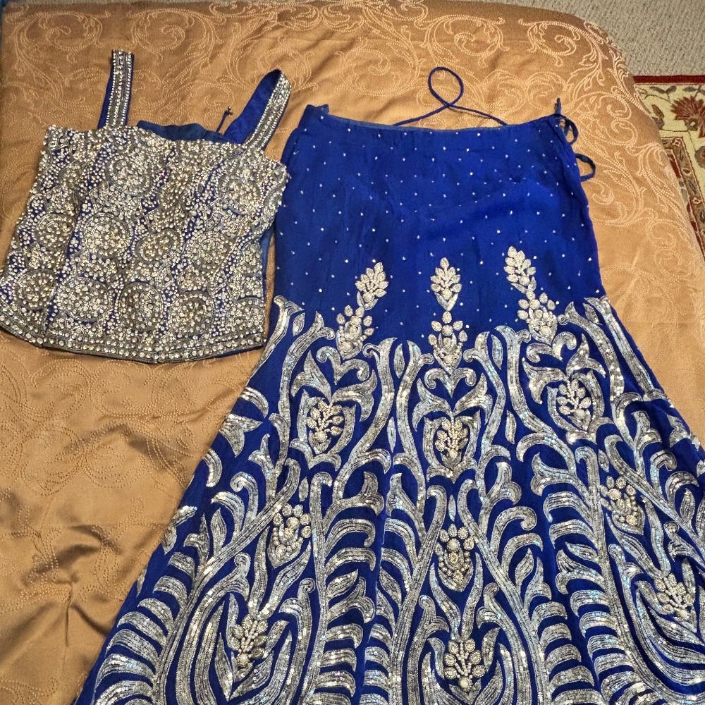 Dark Blue Bridal Lehengha with Corset Top